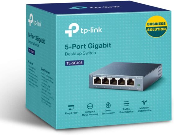 TPLINK-TL-SG105-Switch-Gigabit-Caja Hardware para linkear CDJs